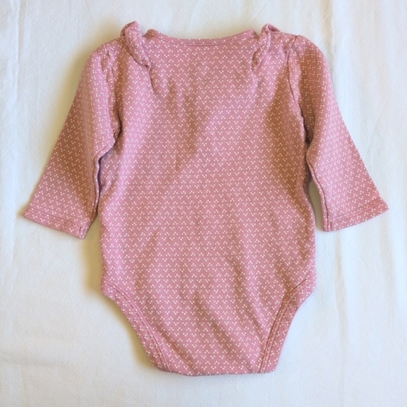 child of mine rose pink dotted long sleeve bodysuit diaper shirt 3-6 months baby - Picture 6 of 6